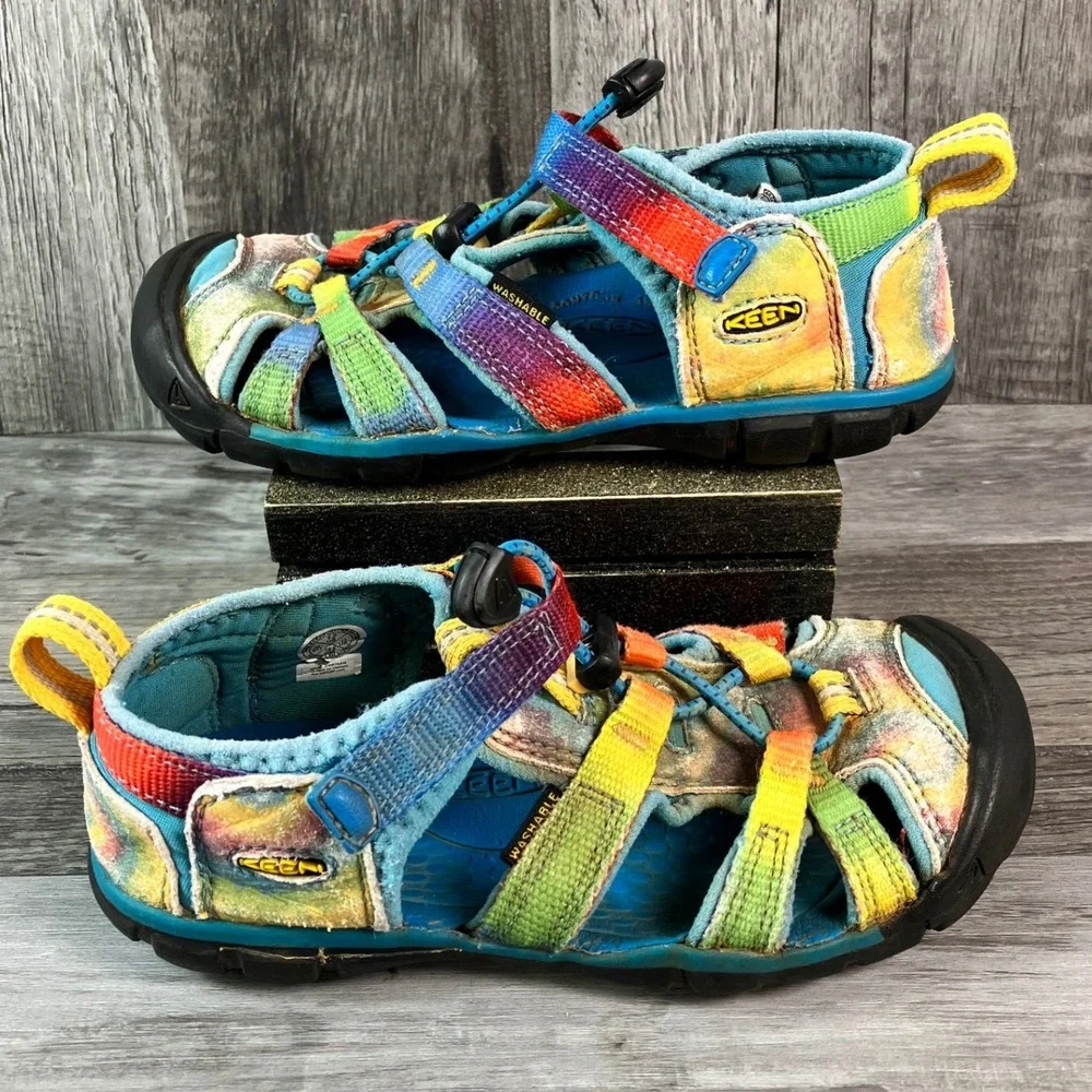 Keen Seacamp II CNX Kids 12 Rainbow Tie Dye Hybrid Sandals 1025133 Blue Multi